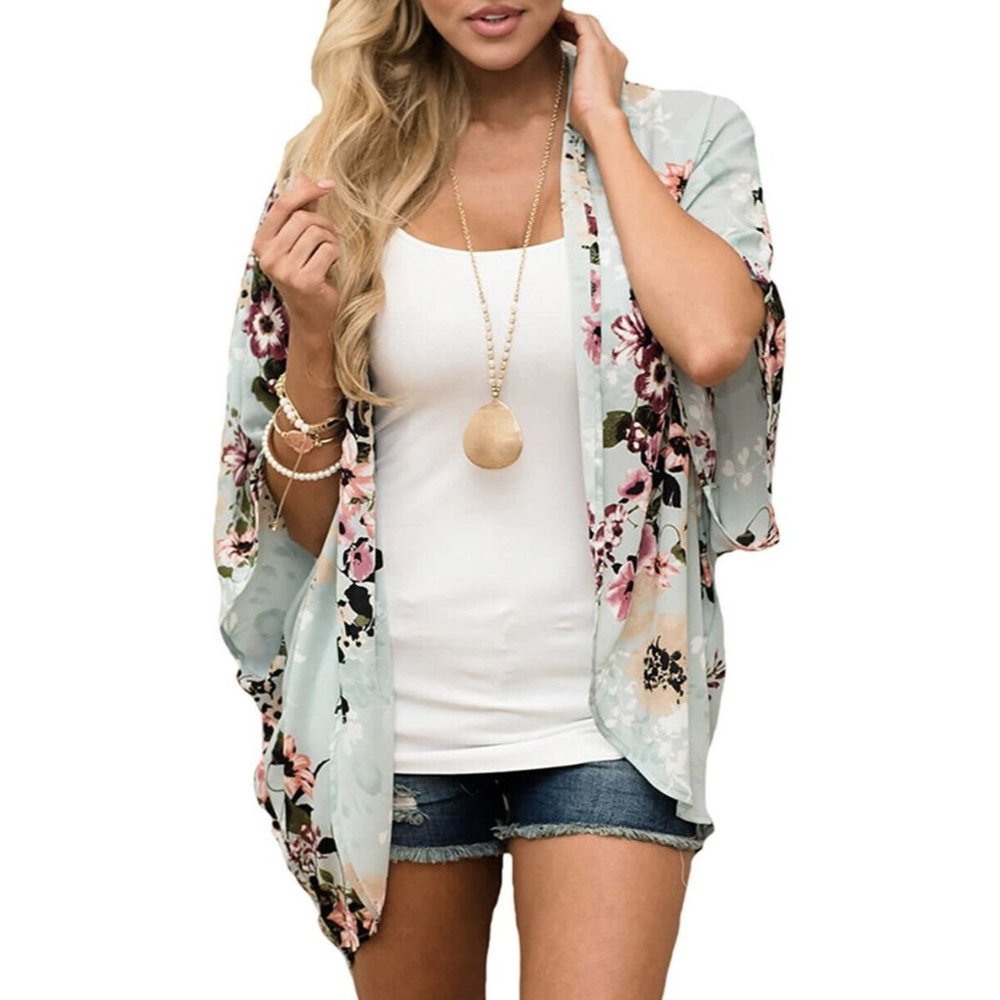 UNIQUE New Floral Kimono Robe Coverup M